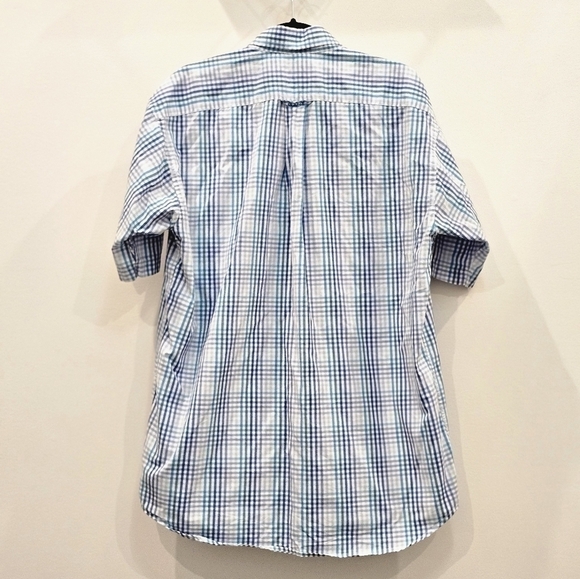 GANT Blue Plaid Button Down Short Sleeve Shirt Men's Large - Picture 4 of 7